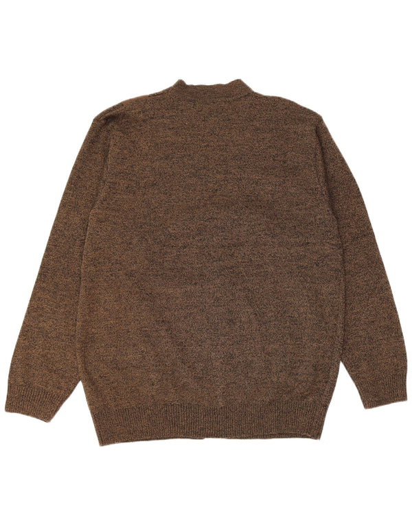 Vintage męski sweter rozpinany 3XL Khaki nakrapiany poliakryl