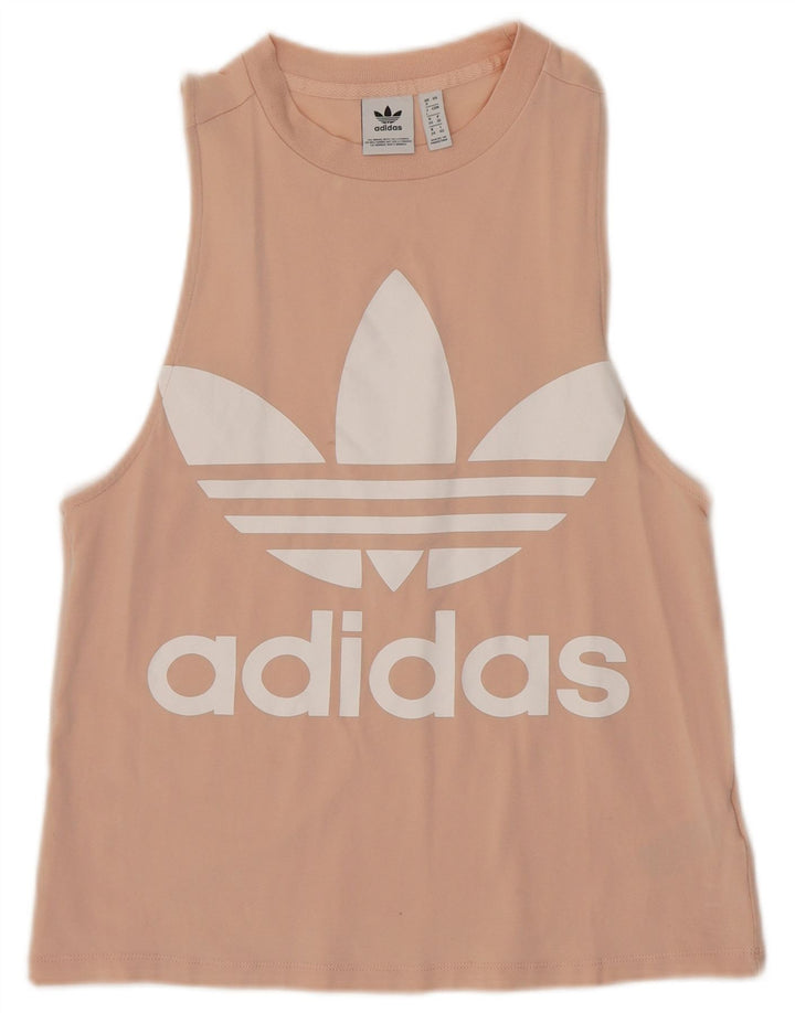 Damski top ADIDAS z grafiką, UK 8, mały, różowy, bawełniany