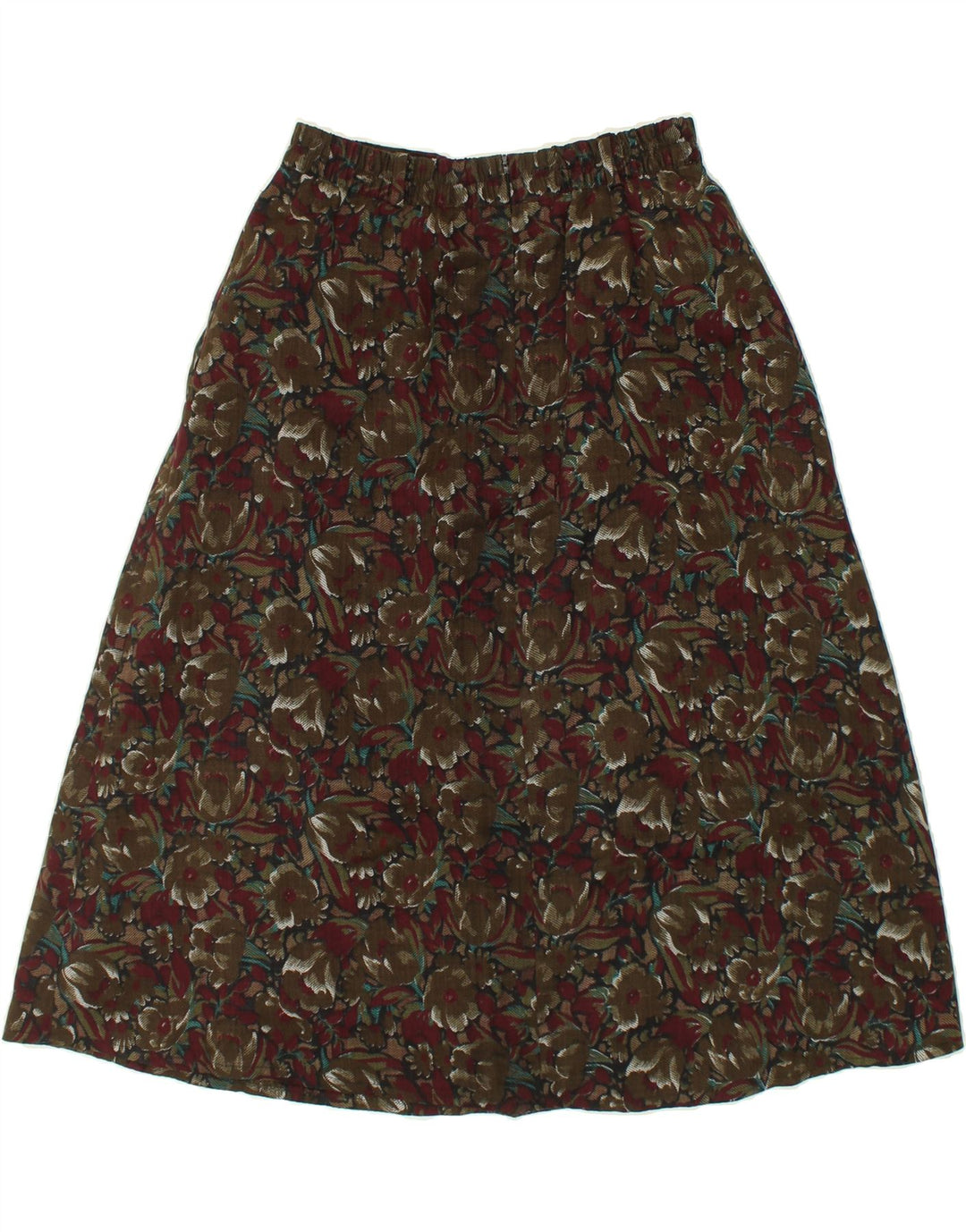 VINTAGE Womens A-Line Skirt IT 40 Small W28  Brown Floral Polyester Vintage Vintage and Second-Hand Vintage from Messina Hembry 