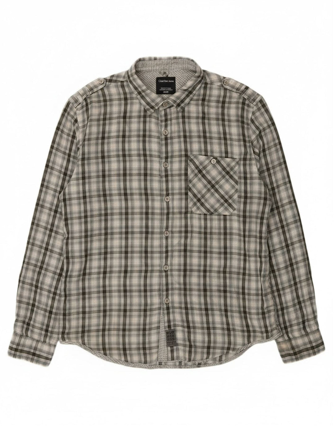 Męska koszula wojskowa Calvin Klein Jeans XL, szara, bawełniana w kratkę