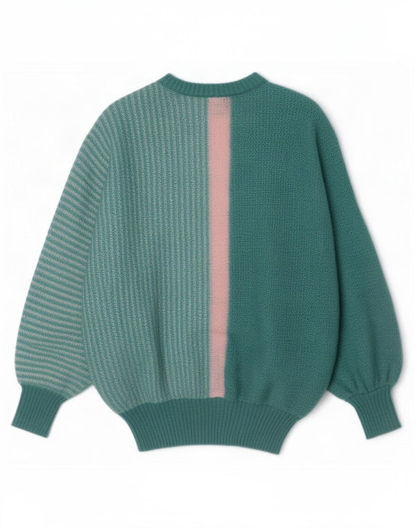 Vintage damski sweter z okrągłym dekoltem UK 18 XL w kolorze turkusowym