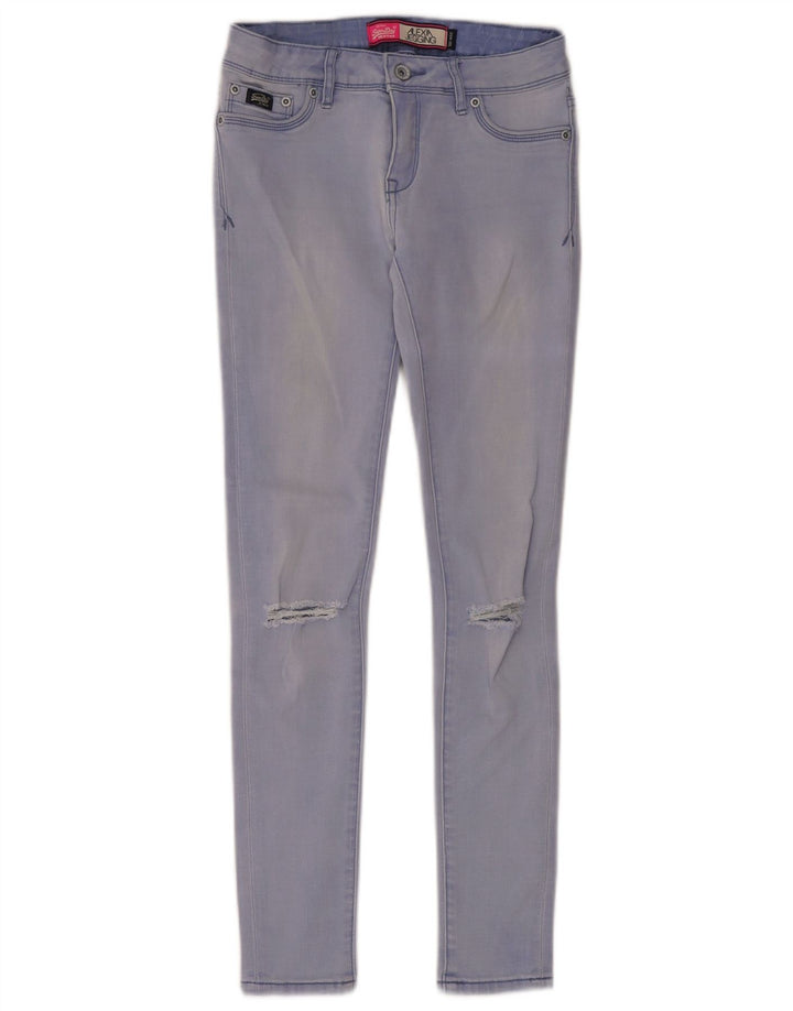 Damskie jeansy Superdry Alexia Distressed Jegging W25 L30 Niebieskie, bawełniane