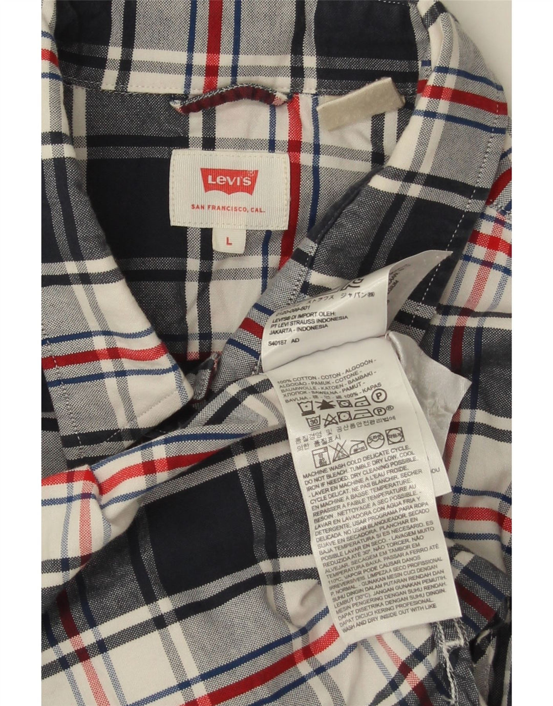 Koszula męska Levi's, duża, bawełniana w granatową kratę
