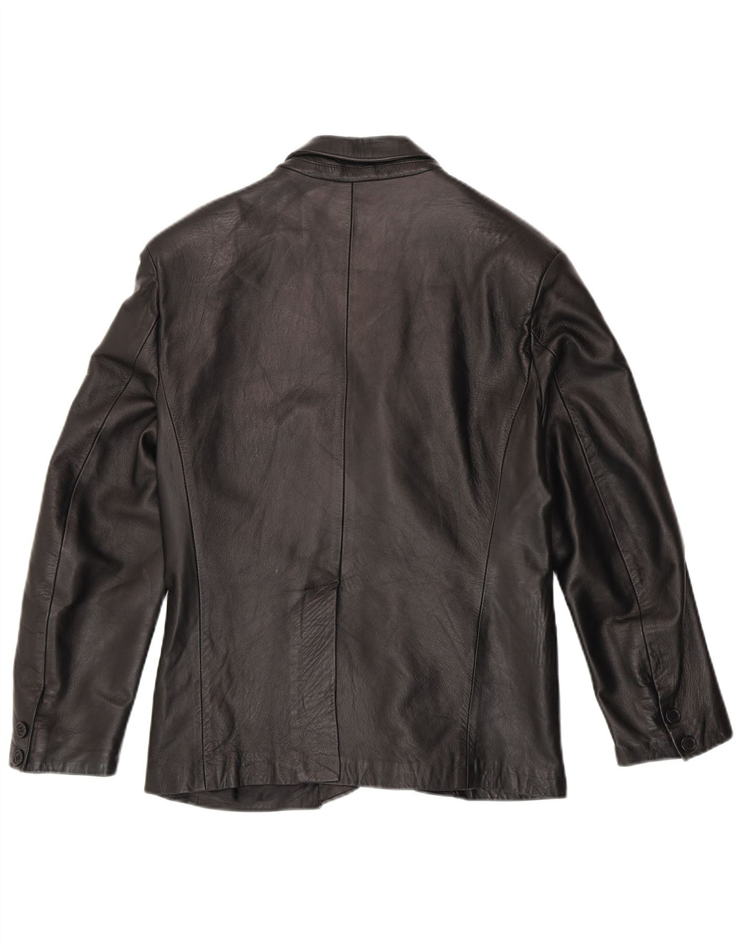 BARONE Męska skórzana marynarka zapinana na 3 guziki IT 48 Średnia czarna skóra