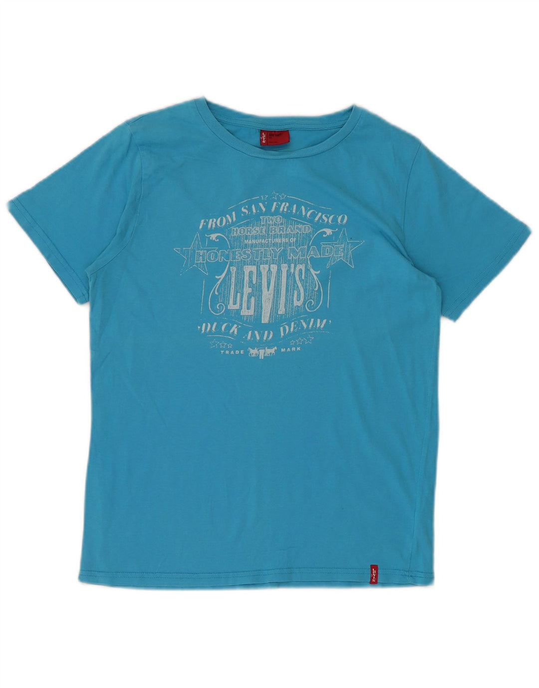 Chłopięcy T-shirt z grafiką LEVI'S, 11-12 lat, niebieska bawełna