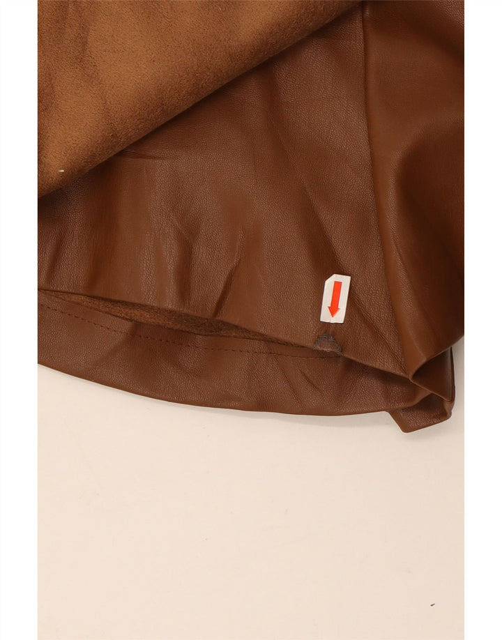 Damskie spodenki ze sztucznej skóry ZARA XS W25 Brązowy poliester