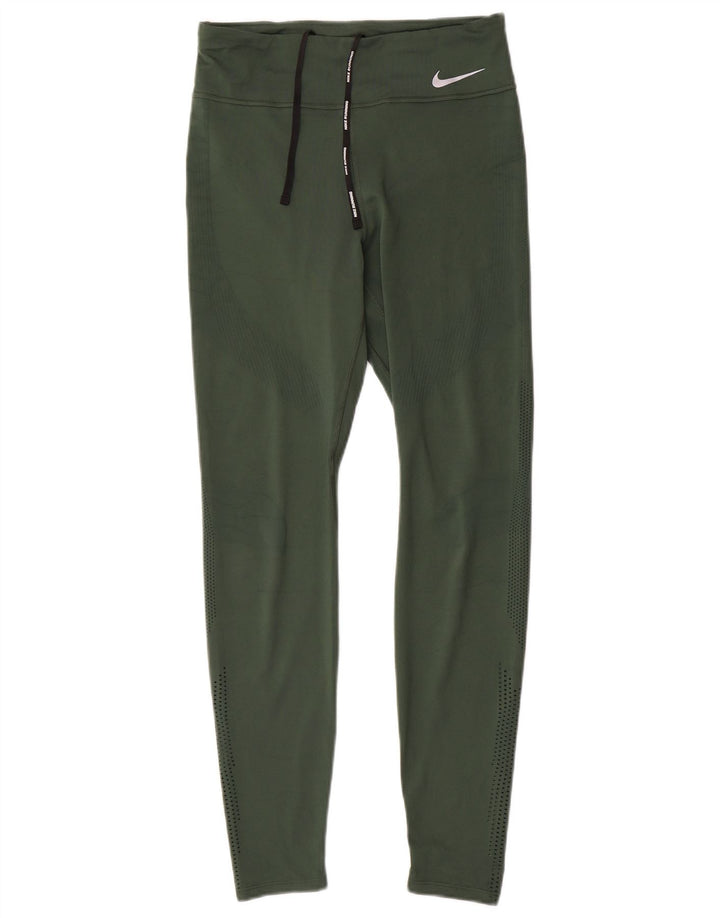 Damskie legginsy Nike Dri Fit UK 14, średni zielony poliester