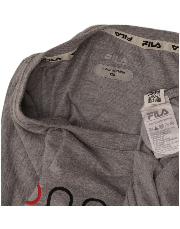 Męski T-shirt z grafiką Fila Top 2XL Szary, nakrapiany poliester