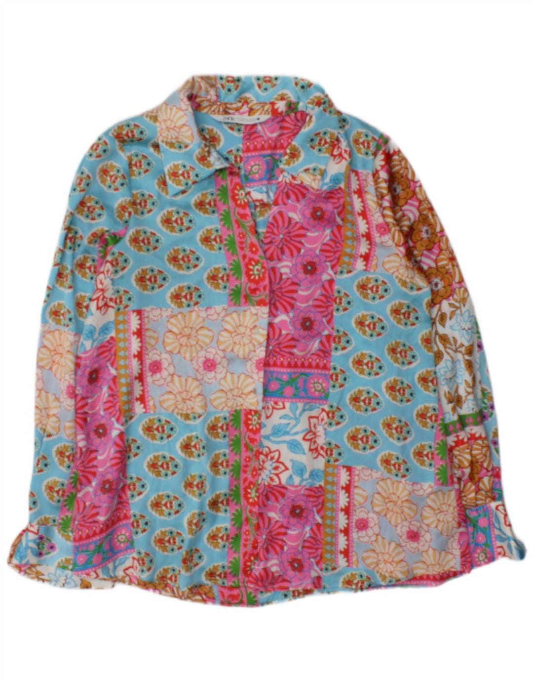 Damska bluzka z długim rękawem Zara Top UK 14 Średni wielobarwny patchwork