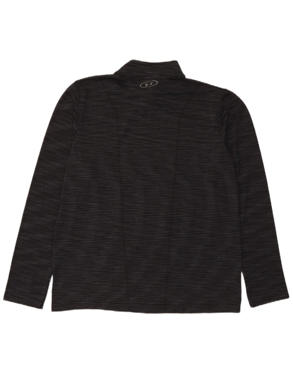 Under Armour Mens Heat Gear Zip Neck Top Long Sleeve XL Black Flecked