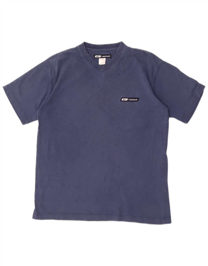 T-shirt męski Reebok, mały, granatowy, bawełniany