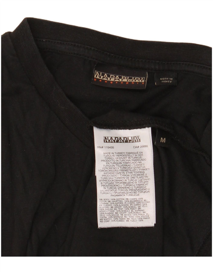 Męski T-shirt z grafiką Napapijri Top, średni czarny, bawełniany