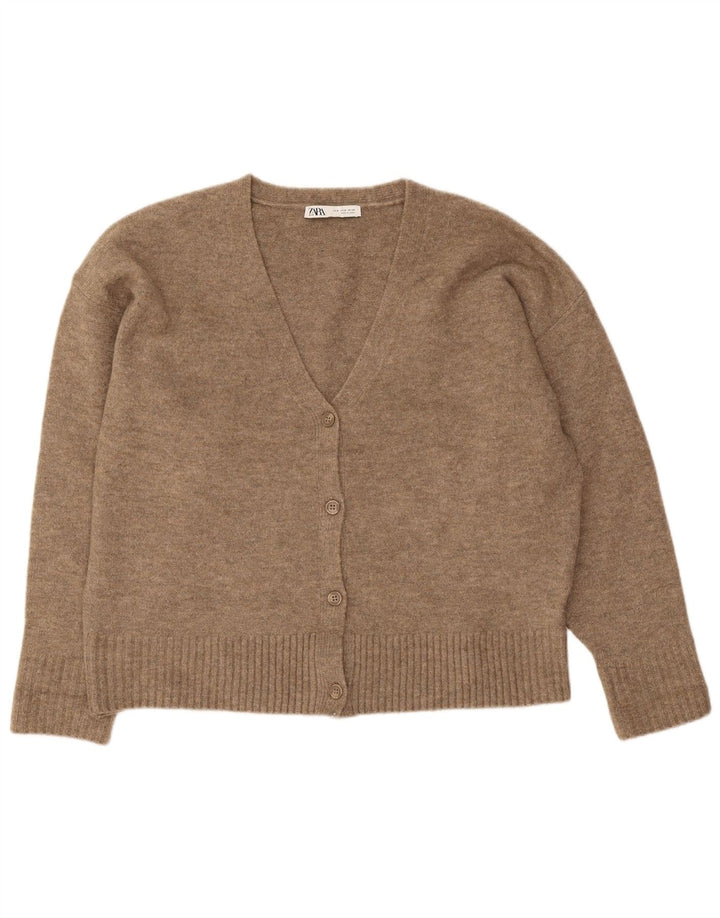 Damski sweter oversize Zara UK 14 Średni brązowy akryl