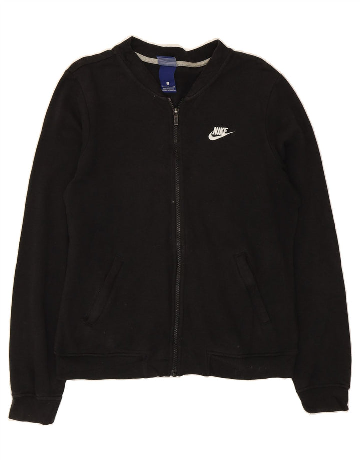 NIKE Womens Graphic Tracksuit Top Jacket UK 10 Small Black Cotton Vintage Nike and Second-Hand Nike from Messina Hembry 