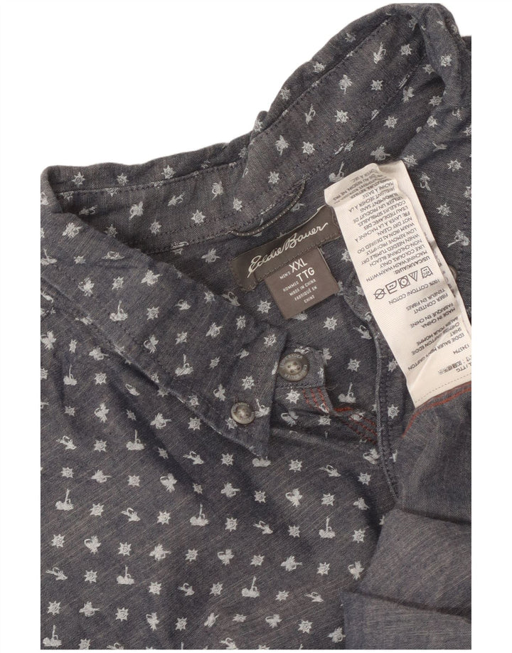 Koszula męska z krótkim rękawem Eddie Bauer 2XL, niebieska, bawełniana w cętki