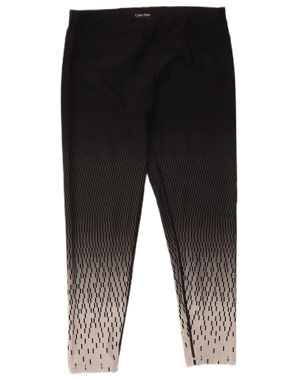 Legginsy damskie Calvin Klein UK 14, duże, czarne, geometryczne