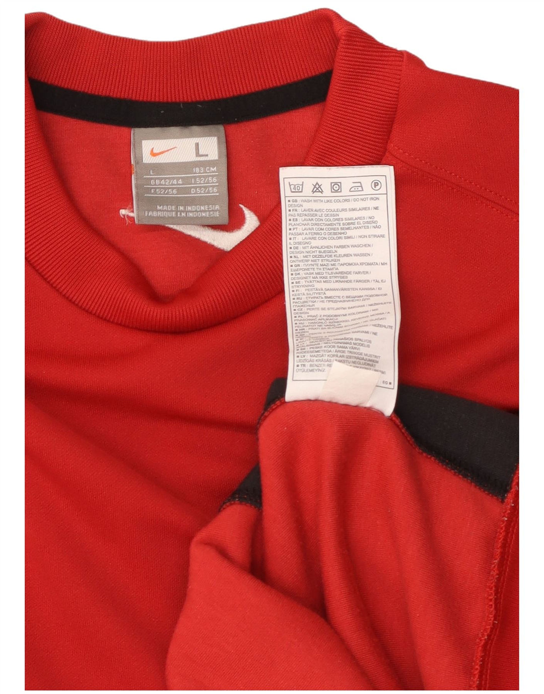 Męski sweter bluzowy NIKE UK 42/44, duży, czerwony poliester z blokami kolorów