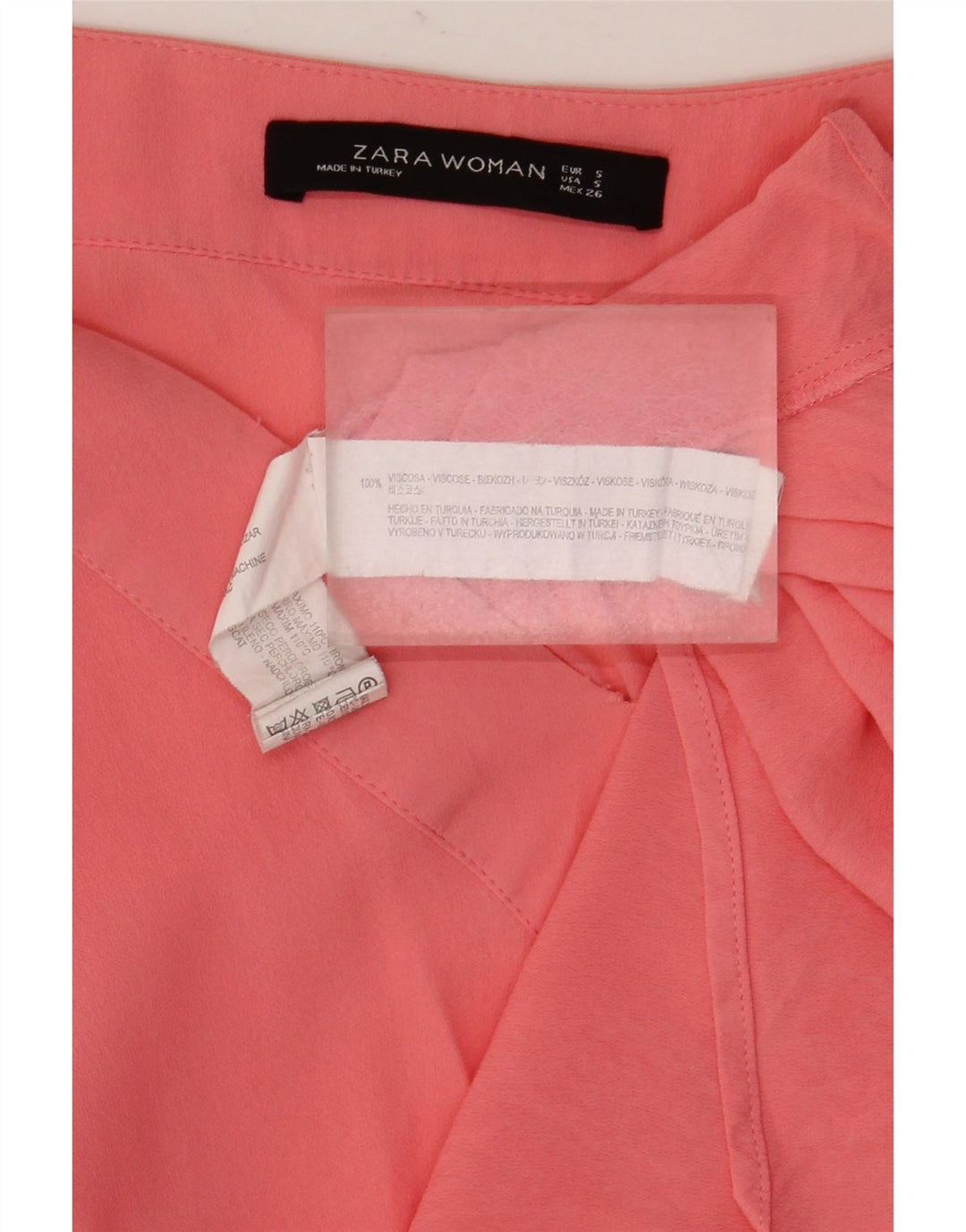 Damska tunika z długim rękawem Zara UK 10 Small Pink Wiskoza