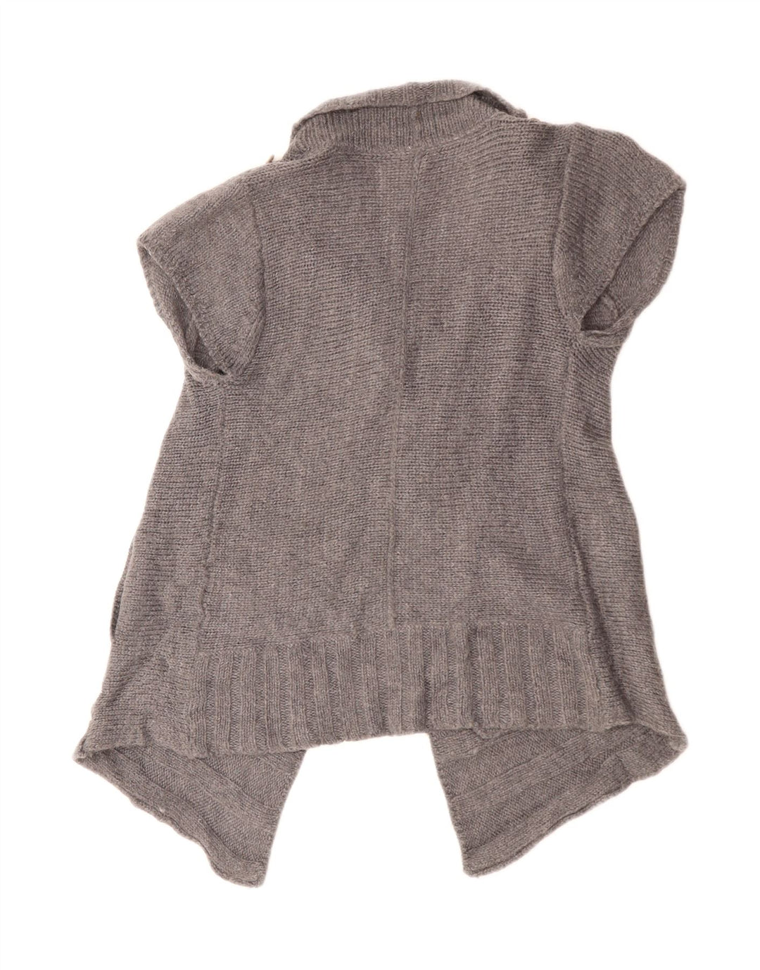 Damski sweter rozpinany z krótkim rękawem White Stuff UK 10, mała, szara wełna