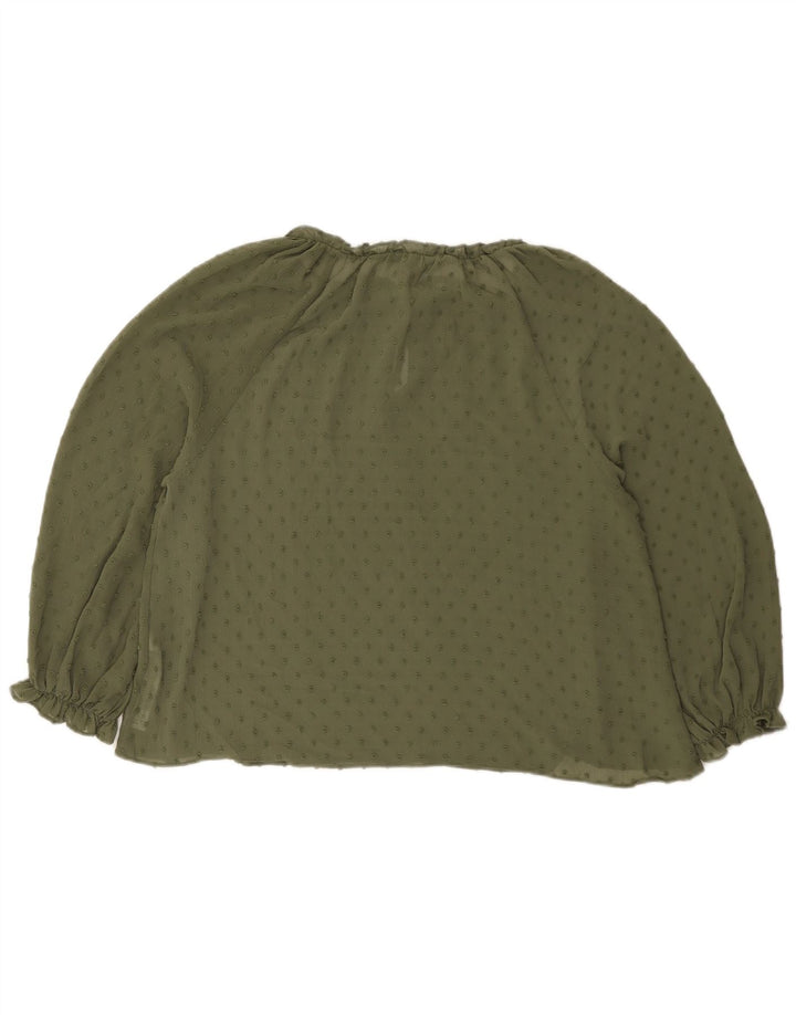 Damska bluzka z prześwitującym rękawem 3/4 Zara UK 14 Medium Khaki w cętki