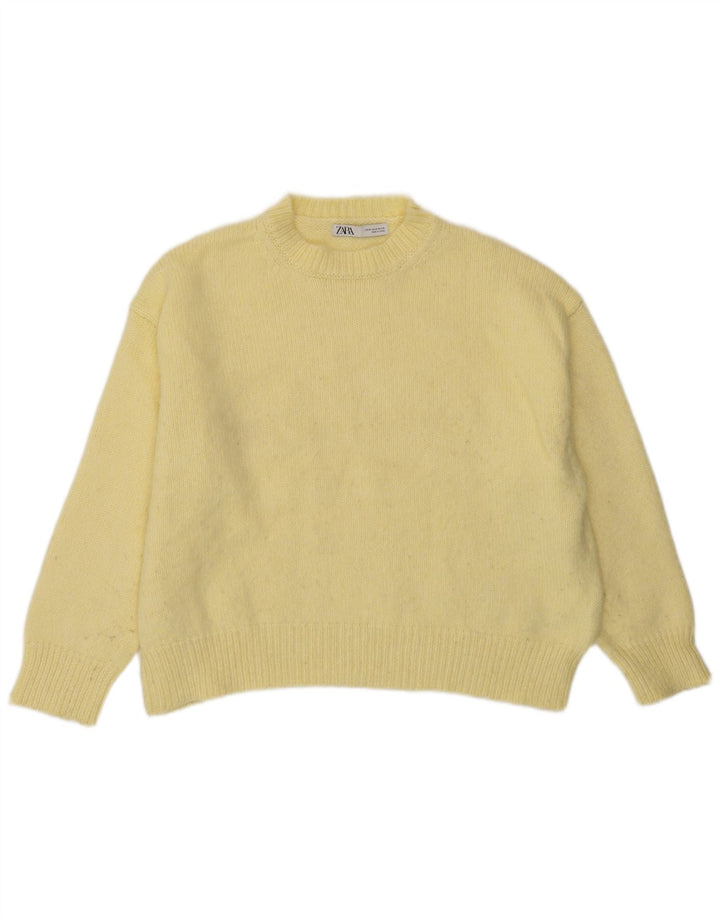 Damski sweter Zara Crop Oversize z okrągłym dekoltem UK 14 Średni żółty