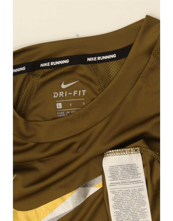 Męski T-shirt Nike Dri Fit z grafiką, duży, khaki, poliester