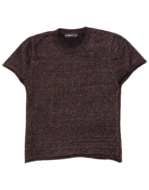 Sweter damski Zara z okrągłym dekoltem UK 12, średni czarny nakrapiany