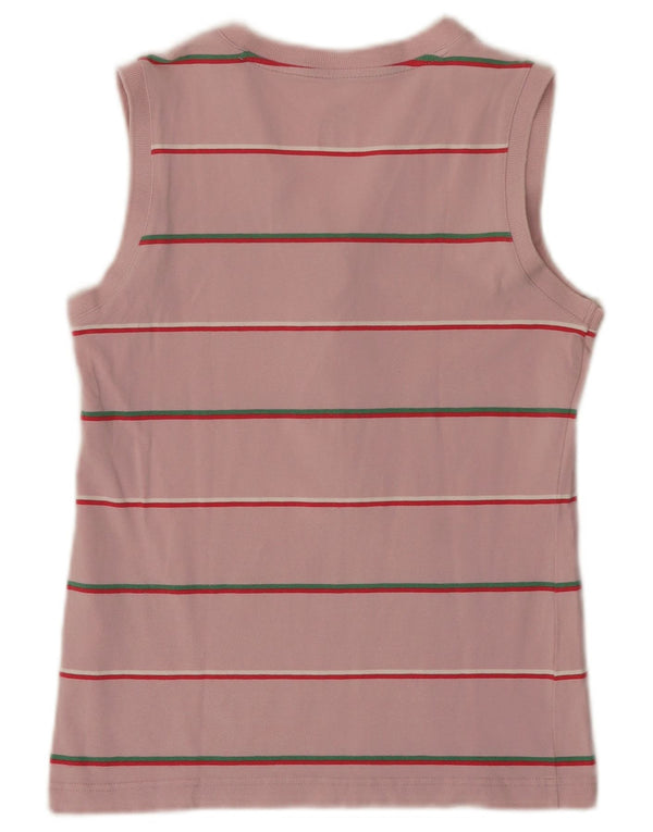 Nike Womens Vest Top UK 14/16 Large Pink Striped Cotton