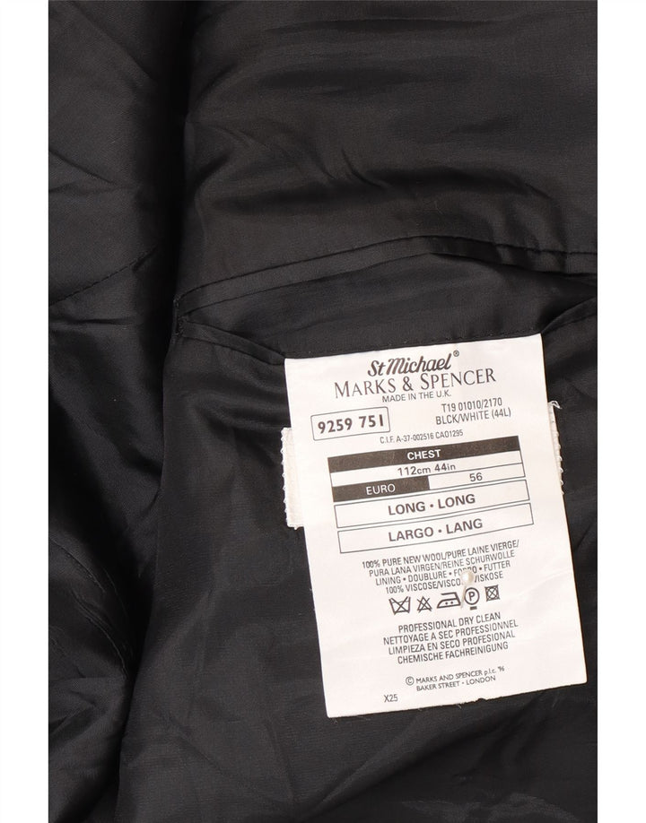 Marks & Spencer Męska marynarka zapinana na 2 guziki UK 44 XL Szara wełna w jodełkę