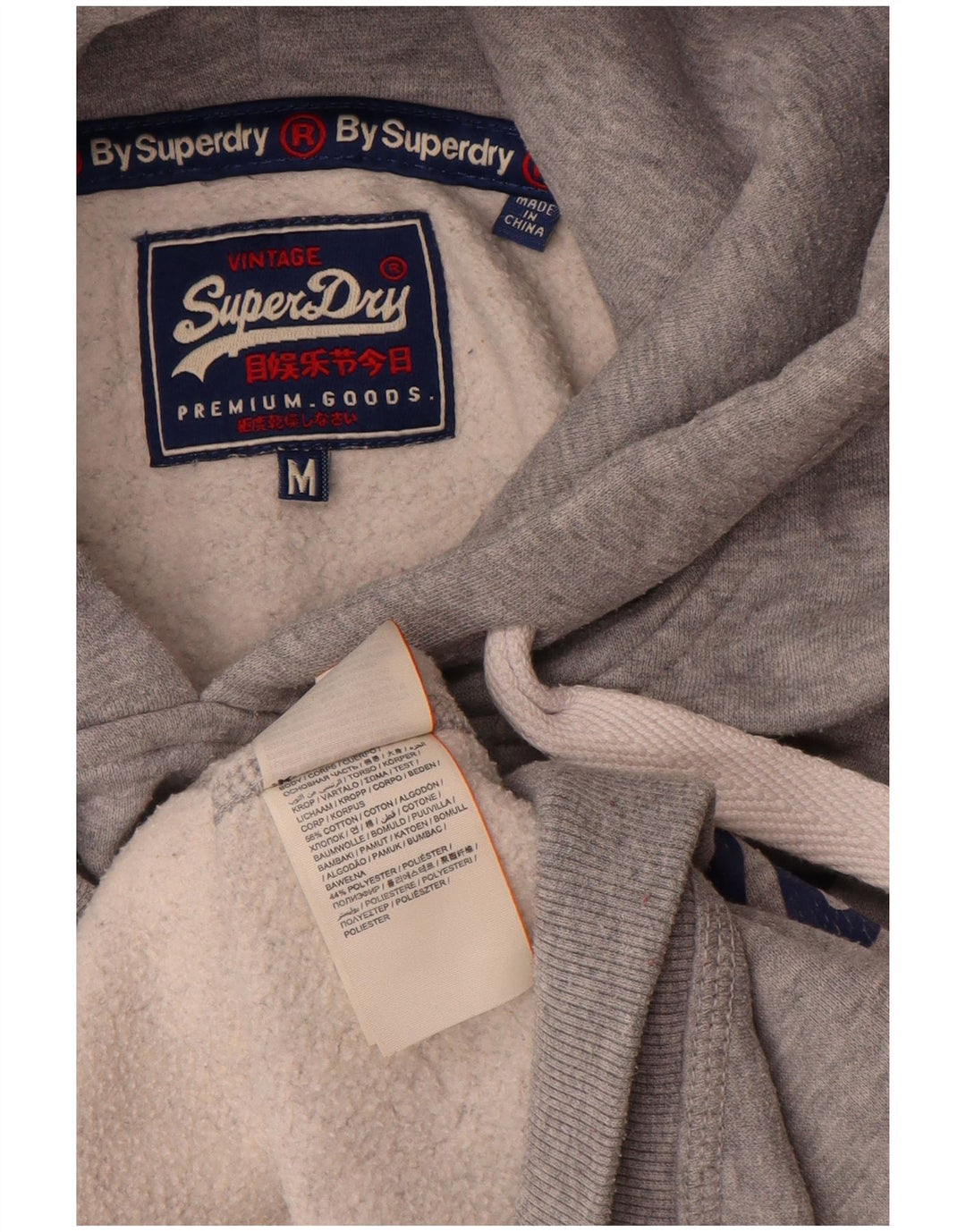 Męski sweter z kapturem Superdry z grafiką, średnioszary, bawełniany w cętki