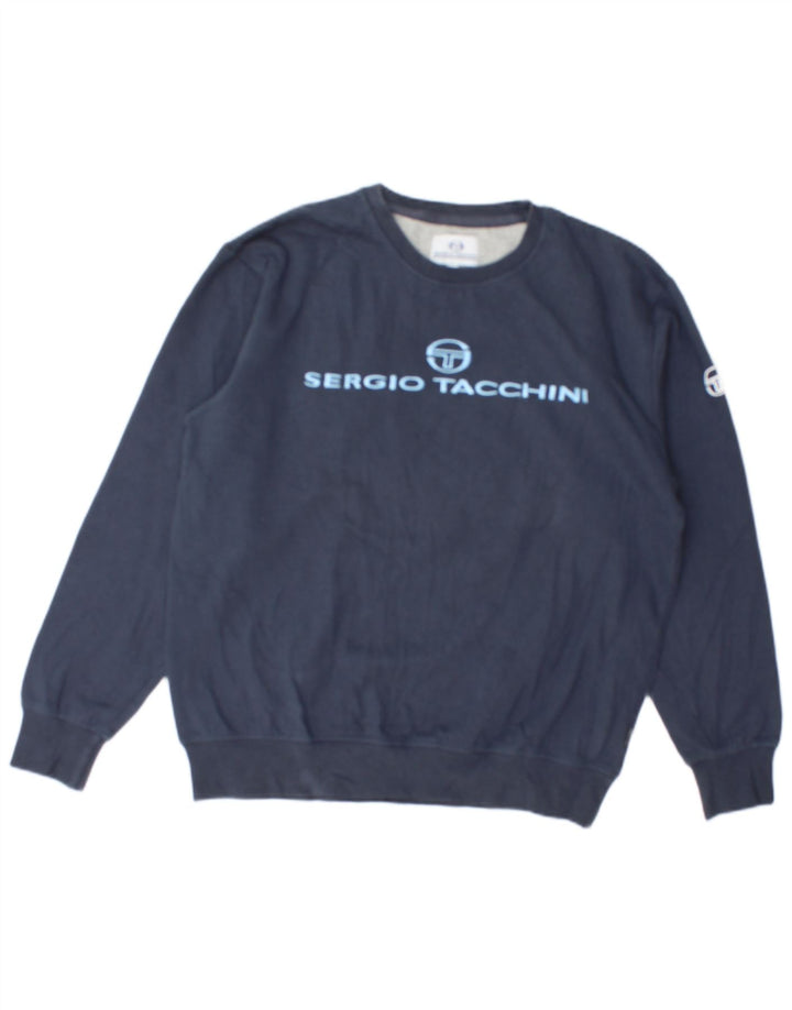 Męska bluza z grafiką SERGIO TACCHINI, średnia, granatowa, bawełniana