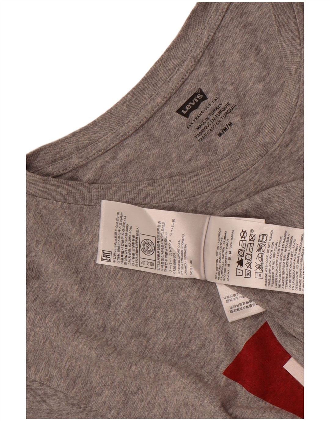 Męska koszulka z grafiką Levi's, średnia, szara, bawełniana nakrapiana