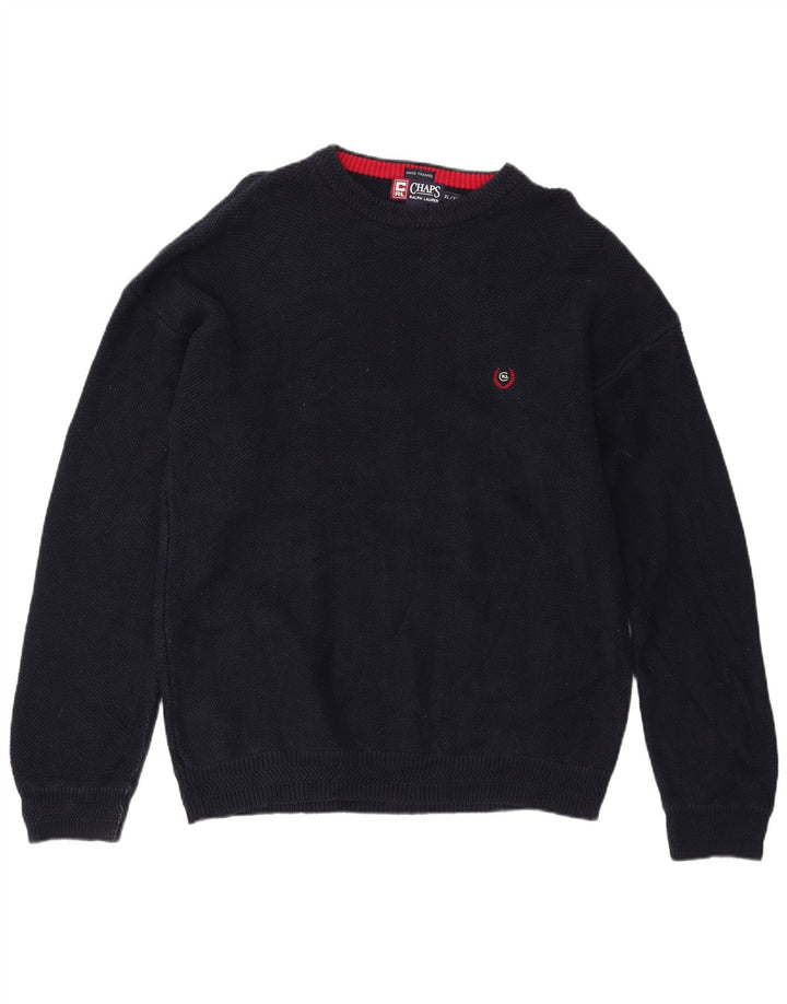 CHAPS RALPH LAUREN Męski sweter z dekoltem w łódkę XL, granatowy, w jodełkę