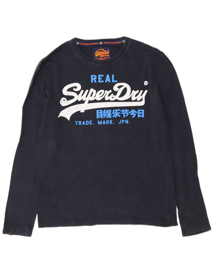Męski top graficzny Superdry z długim rękawem, duży, czarny, bawełniany