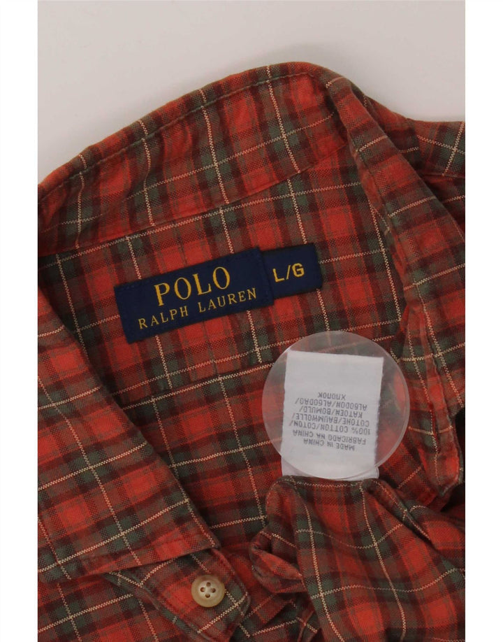 Koszula męska Polo Ralph Lauren, duża, bawełniana w pomarańczową kratkę