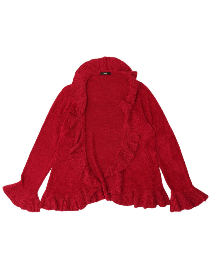 Marks & Spencer Damski sweter rozpinany z falbaną, UK 12, średni róż