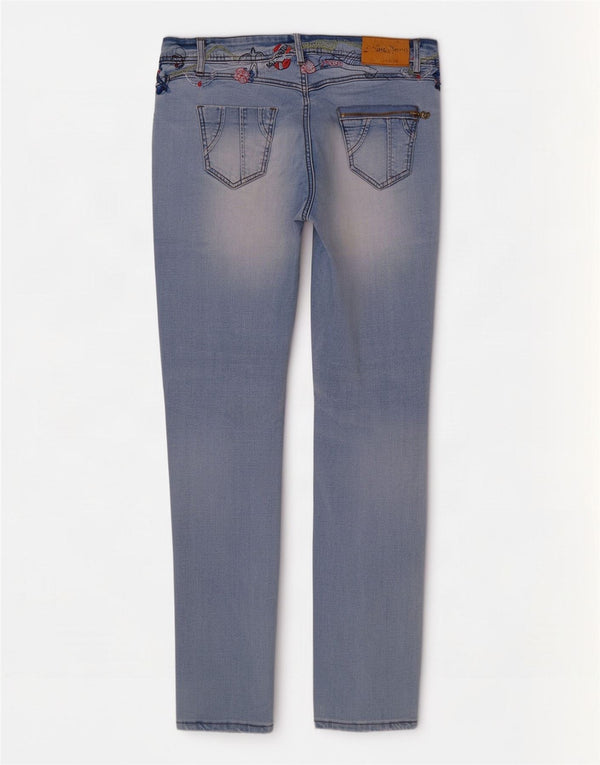 Damskie jeansy Skinny Graphic Desigual W32 L32 Niebieskie kwiaty