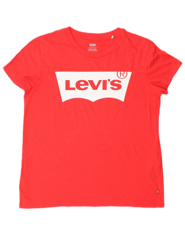 Damska koszulka oversize z grafiką Levi's Top UK 10 Small Red Cotton