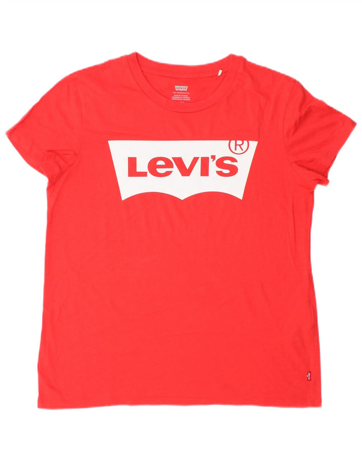 Damska koszulka oversize z grafiką Levi's Top UK 10 Small Red Cotton