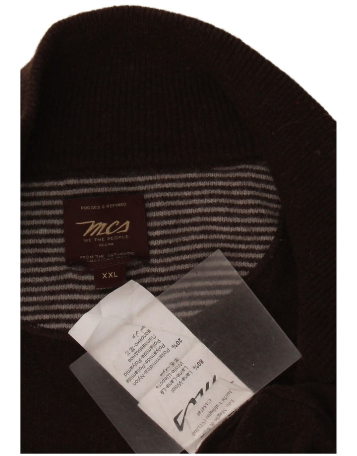 Marlboro Classics Męski sweter z zamkiem błyskawicznym 2XL Brązowa wełna