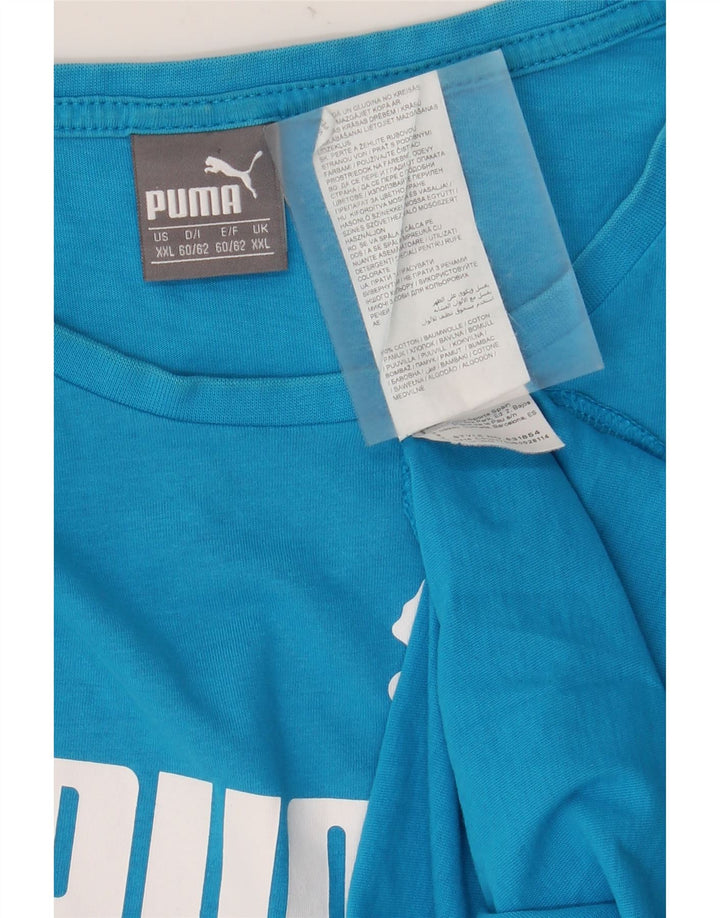 Męska koszulka z grafiką Puma, 2XL, niebieska, bawełniana