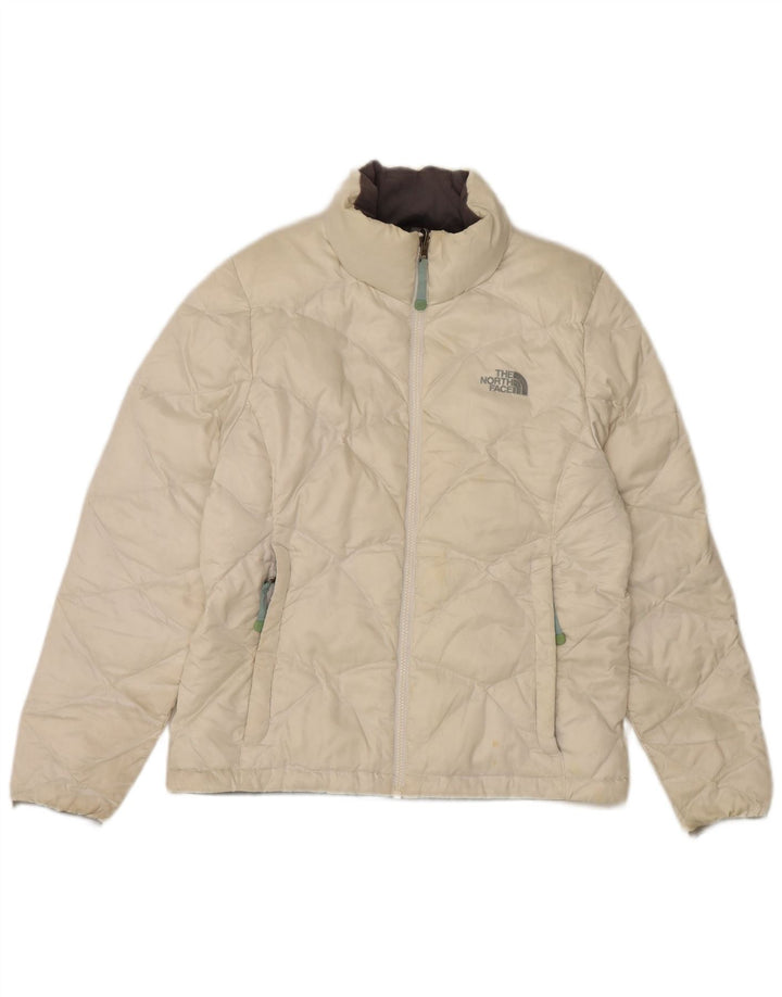 Damska kurtka wyściełana The North Face UK 16, duża, nylonowa w kolorze złamanej bieli