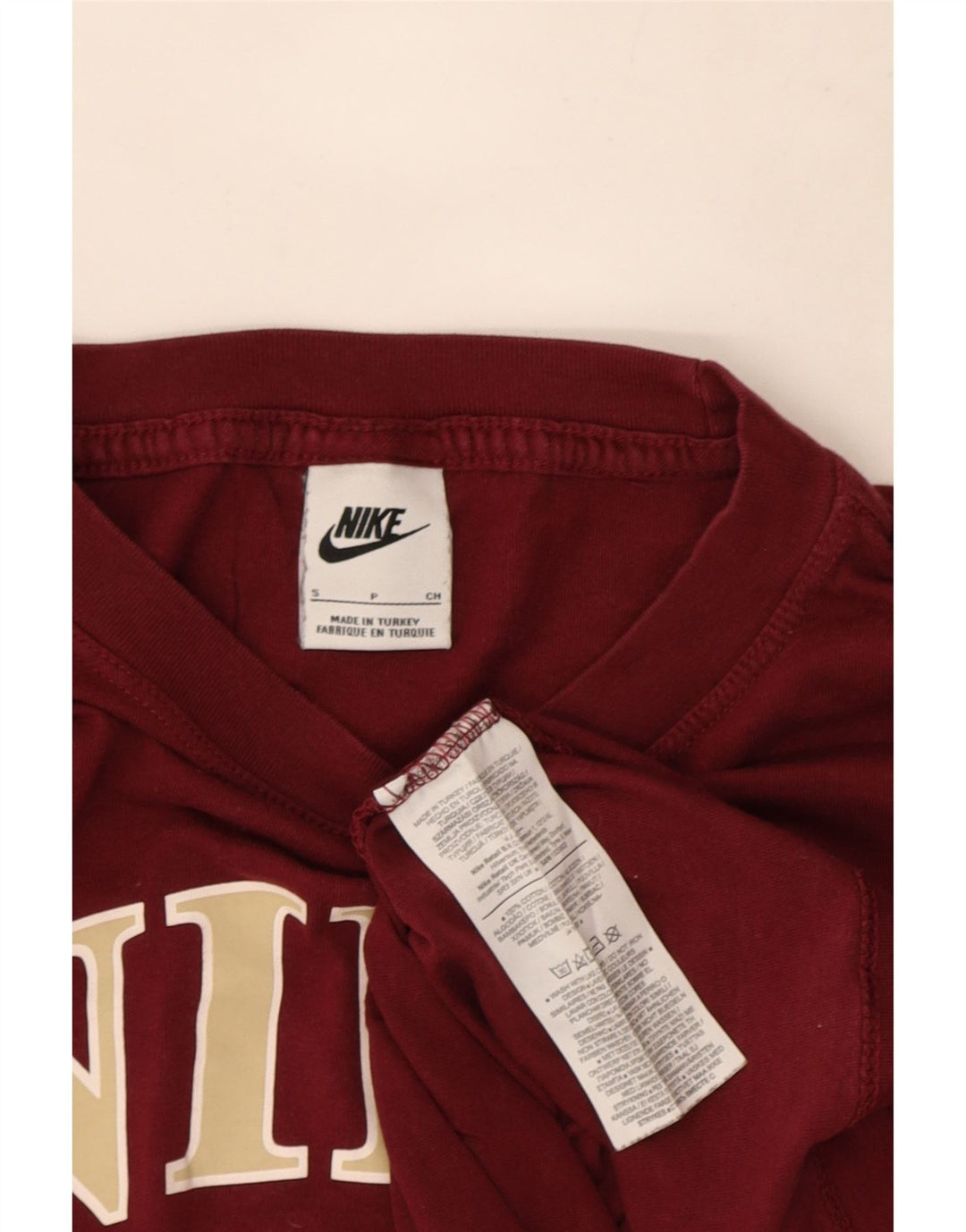 Męski T-shirt z grafiką Nike, mały, bordowy, bawełniany