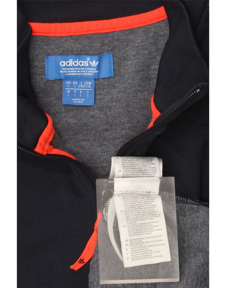 Męska bluza Adidas z zamkiem błyskawicznym, duża, granatowa, z blokami kolorów
