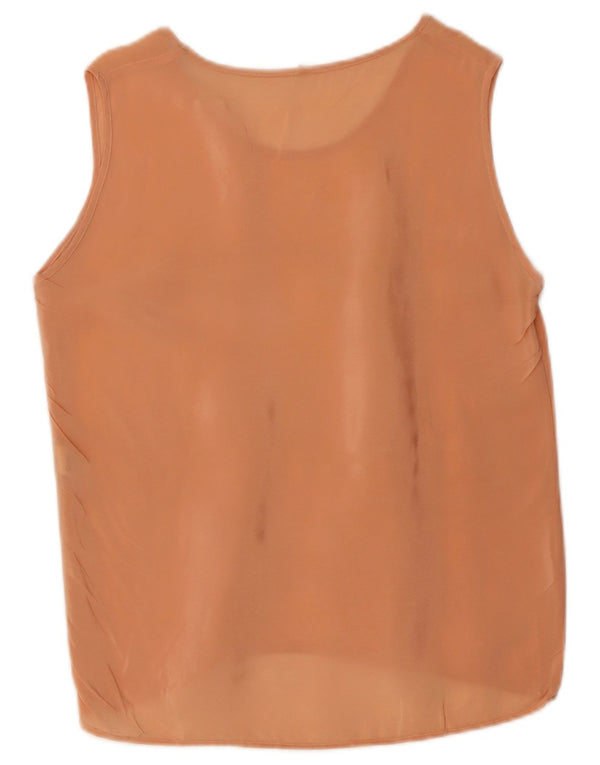 Top damski w stylu vintage, kamizelka UK 10, mały, różowy poliester