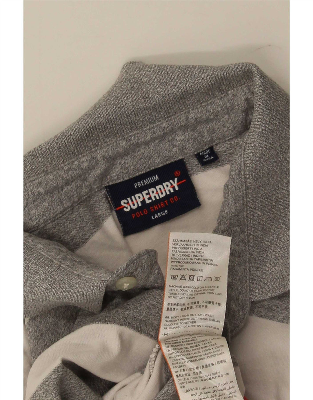 Męska koszulka polo Superdry, duża, szara, bawełniana w paski