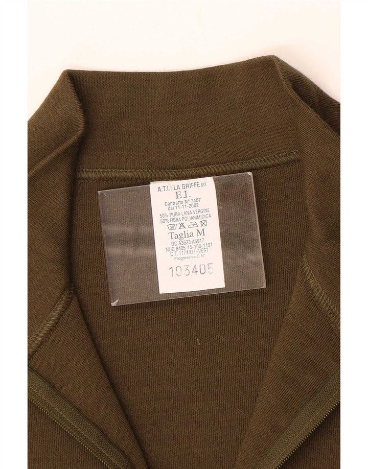 Męski sweter z zamkiem w stylu vintage, średni khaki, poliamid