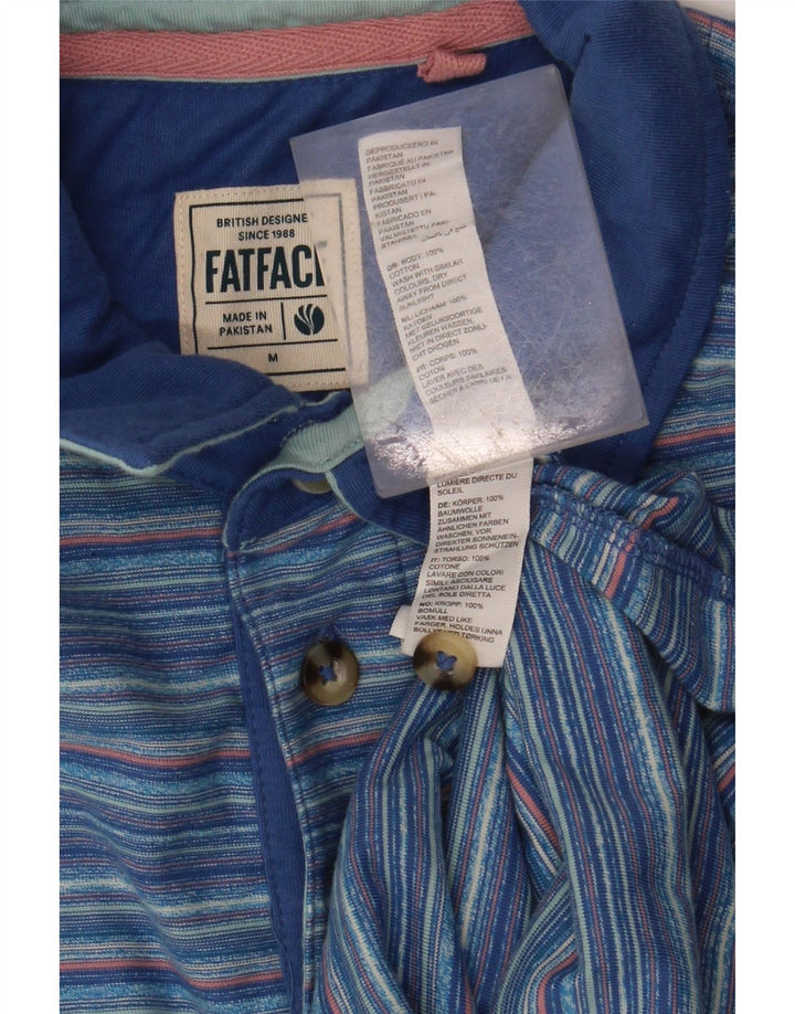 Męska koszulka polo FAT FACE, bawełniana w średnie niebieskie paski