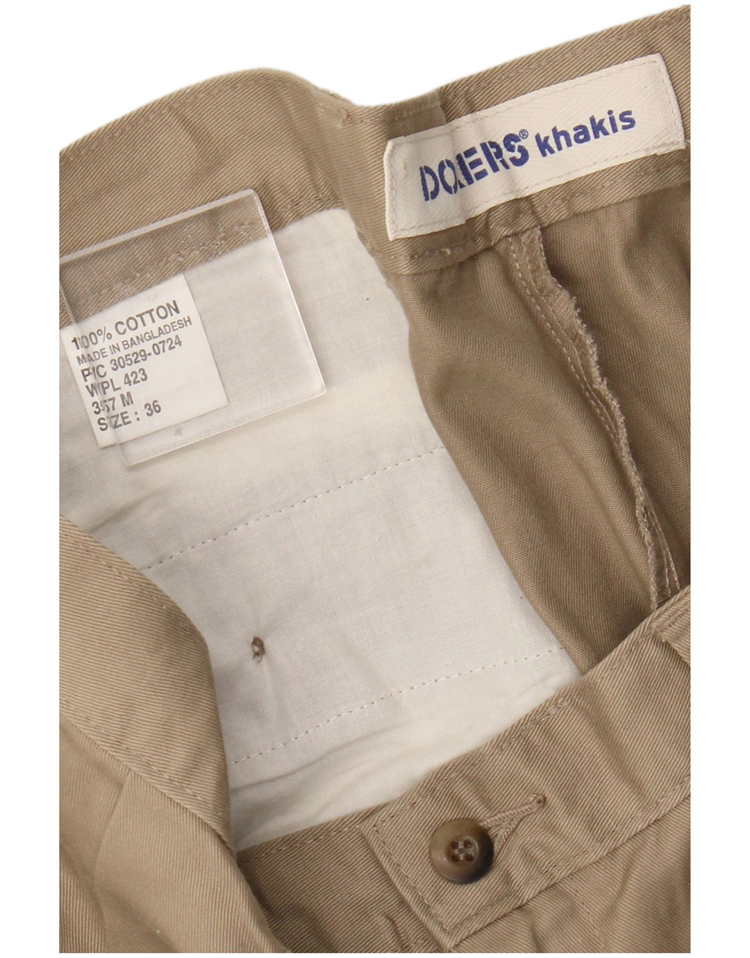 Męskie spodenki chino DOCKERS w kolorze khaki W36, duże, beżowe, bawełniane
