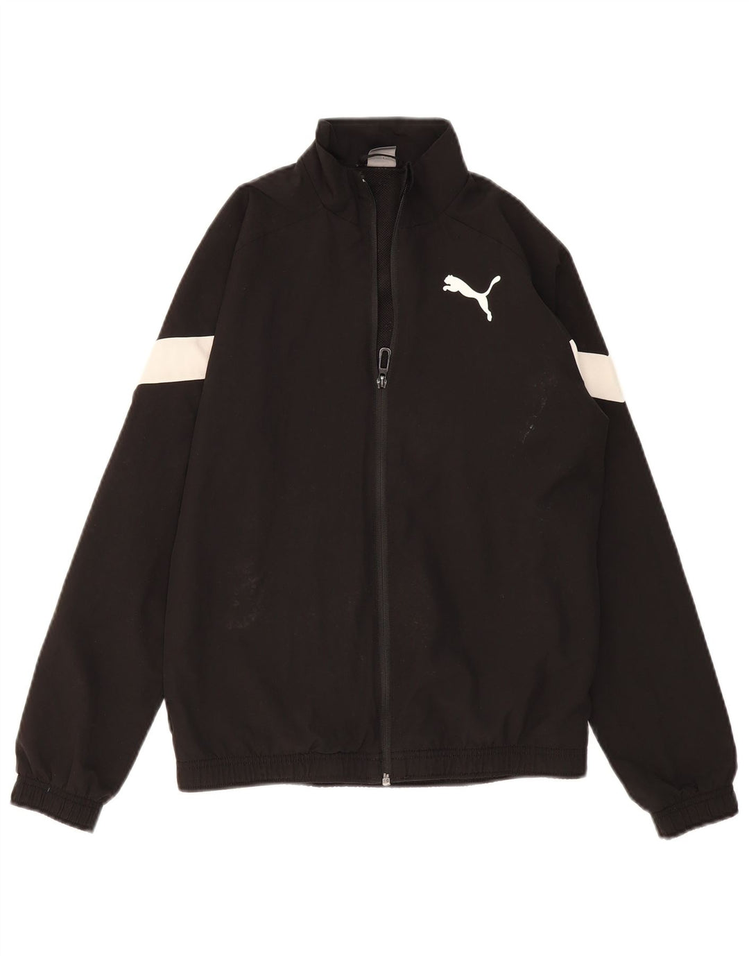 PUMA Boys Tracksuit Top Jacket 13-14 Years Black Colourblock Polyester